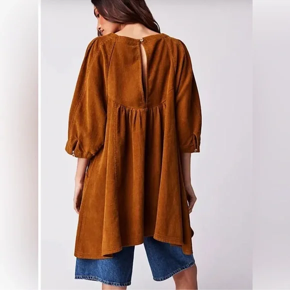 Free People M Corduroy Tunic Top - Picture 3 of 9
